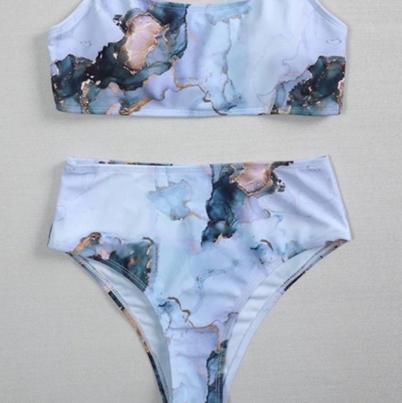 Blue Marble Swimsuit Two Piece Bikini - Picture 2 of 4